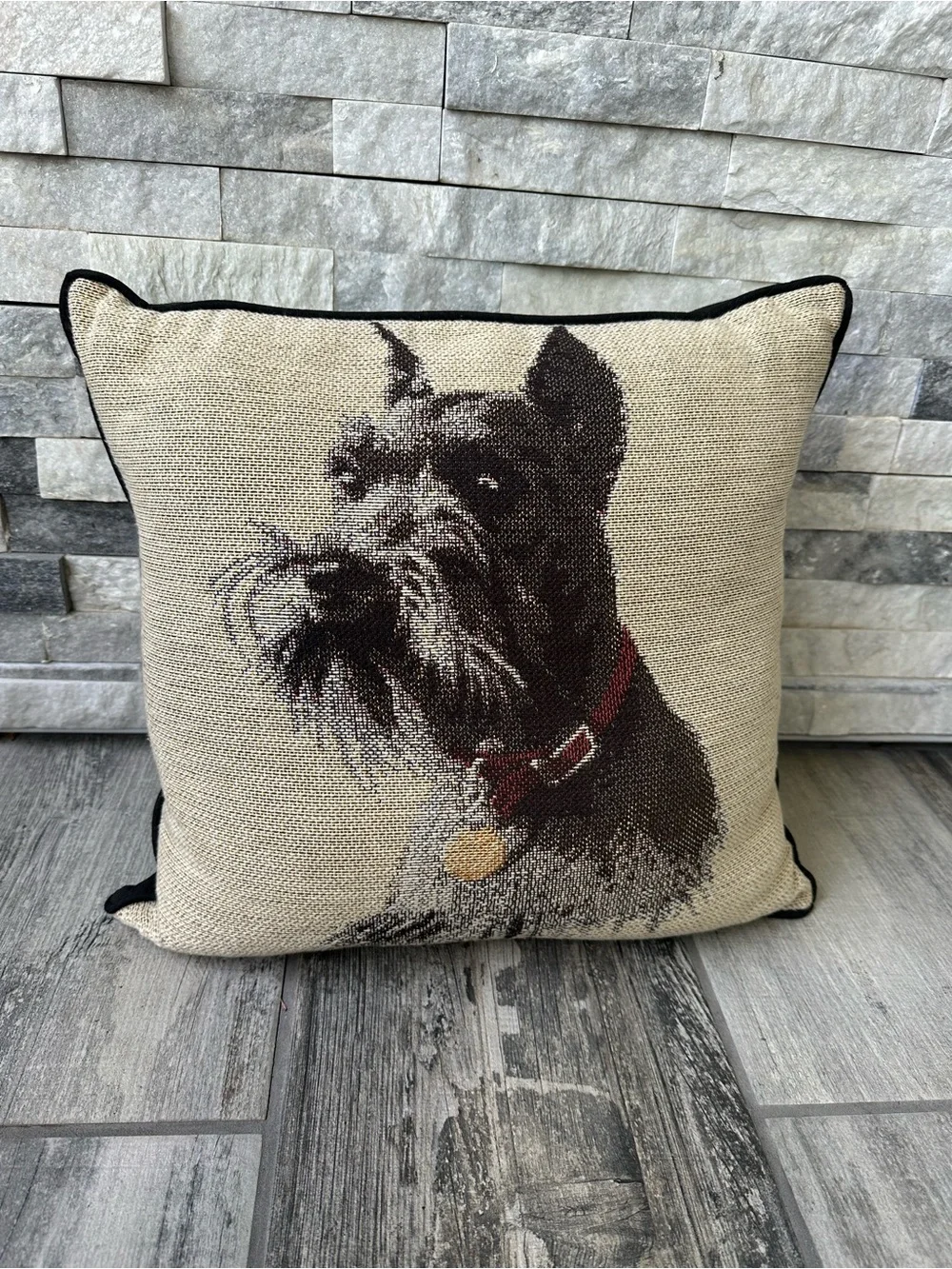 Schnauzer Needlepoint Decorative Pillow